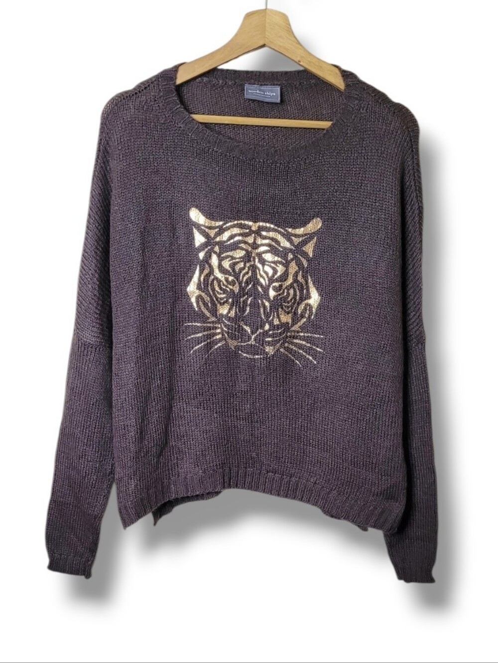 Wooden Ships Brown Gold Tiger Sweater - Picture 1 of 6